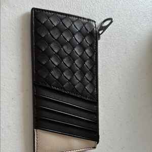 Bottega Veneta Black and Cream Key & Card Holder